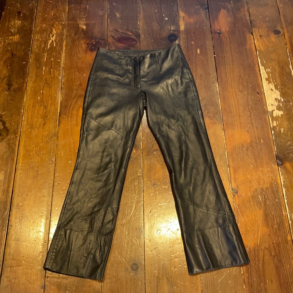 BLACK LEATHER PANTS Y2K